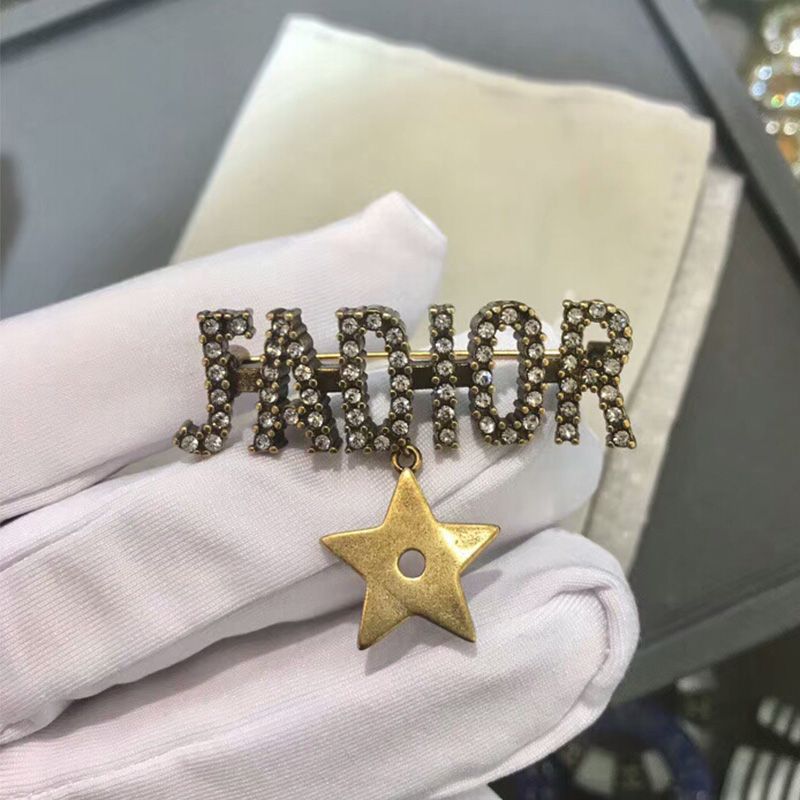 J'Adior Brooch with Star White Crystals Gold Hot Sale