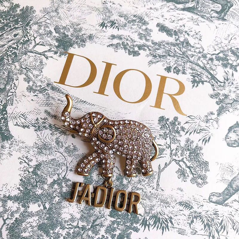 J'Adior Brooch with Elephant Silver Crystals Gold Hot Sale