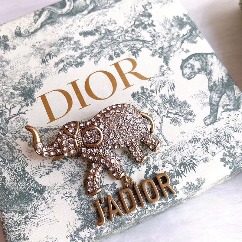 J'Adior Brooch with Elephant Silver Crystals Gold Hot Sale