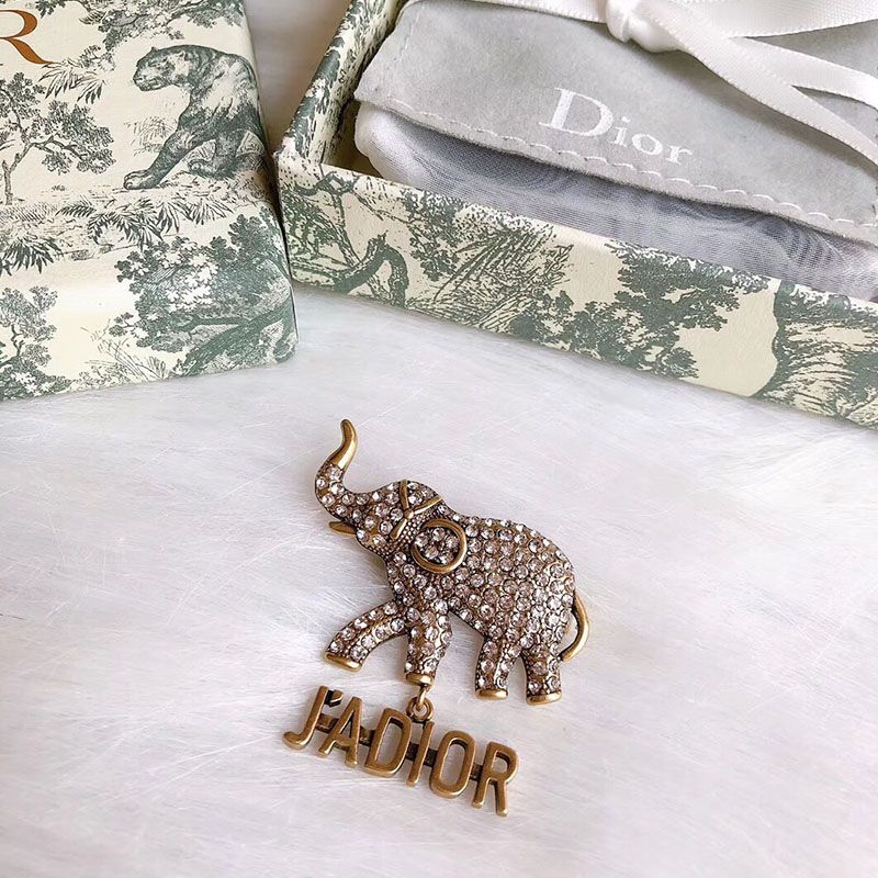 J'Adior Brooch with Elephant Silver Crystals Gold Hot Sale