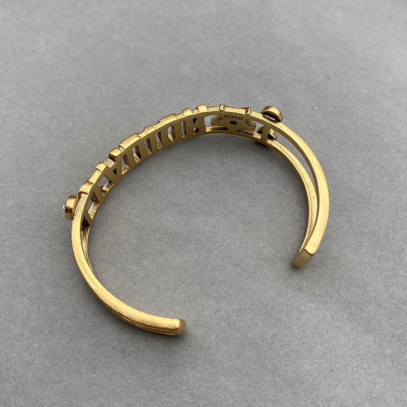 Hot J'Adior Cuff Bracelet Antique Metal and Silver Crystals Gold