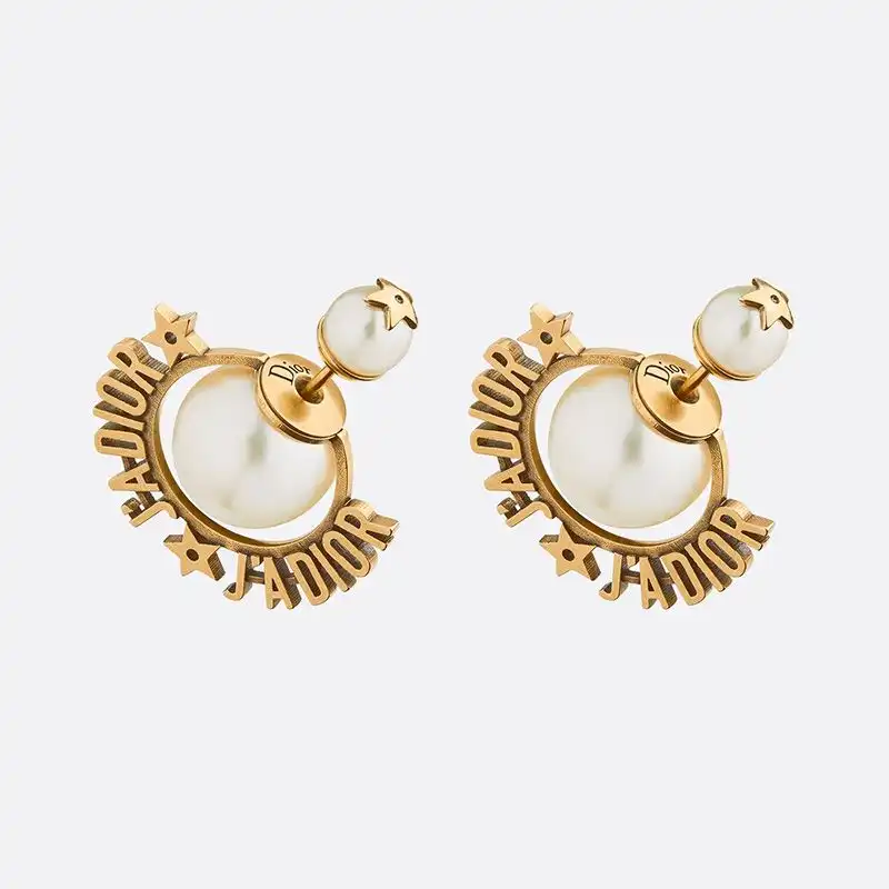 Hot J'Adior Dior Tribales Earrings Metal and White Resin Pearls Gold