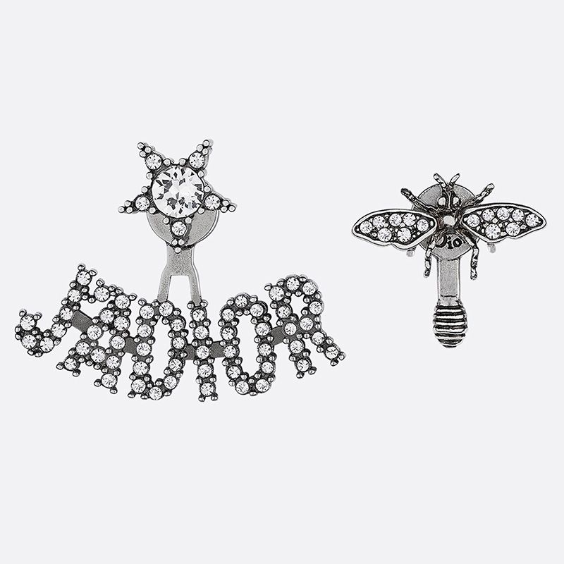 J'Adior Earrings Antique Metal with Crystals Silver Hot Sale