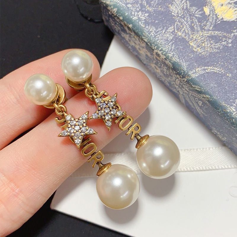 J'Adior Earrings Antique Metal, White Resin Pearls And White Crystals Gold Hot Sale