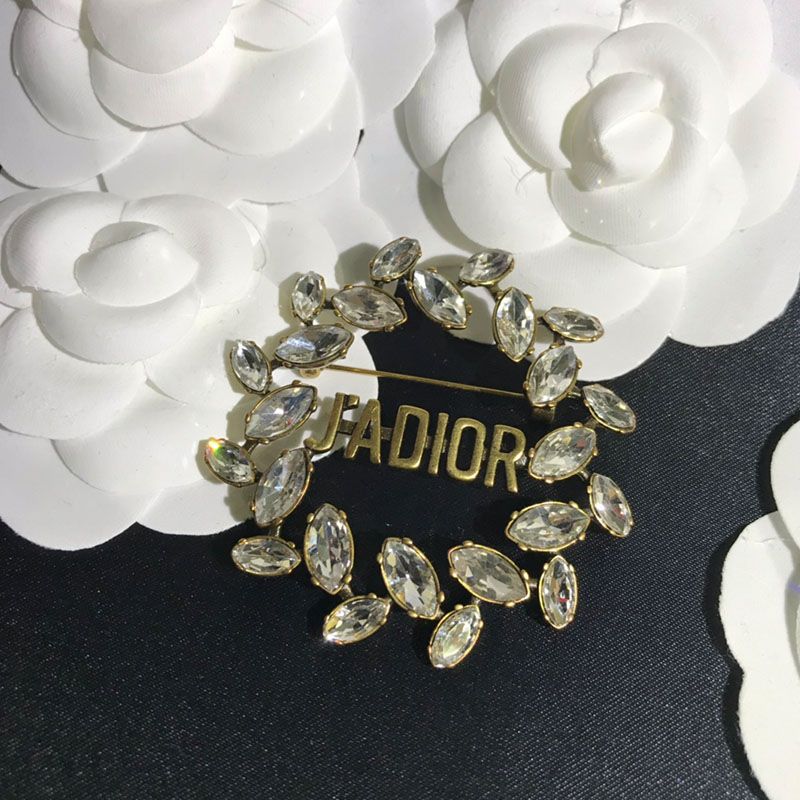 J'Adior Laurel Brooch Gold-Finish Metal and Silver Crystals Gold Hot Sale