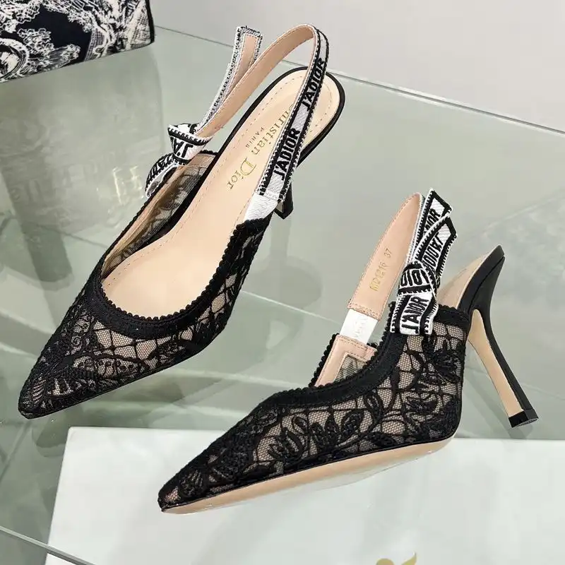 Cheap Hot J'Adior Slingback Pumps Women Butterfly Motif Transparent Mesh Black