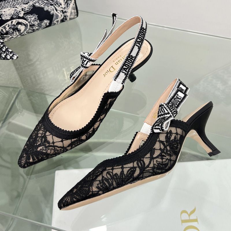 Hot J'Adior Slingback Pumps Women Butterfly Motif Transparent Mesh Black