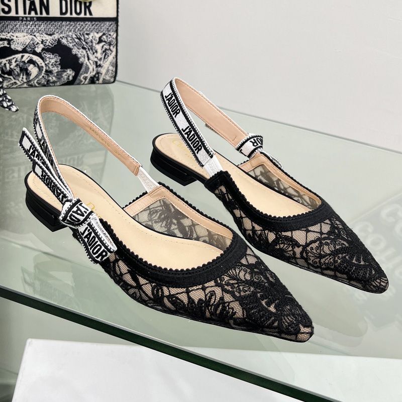 Hot J'Adior Slingback Pumps Women Butterfly Motif Transparent Mesh Black