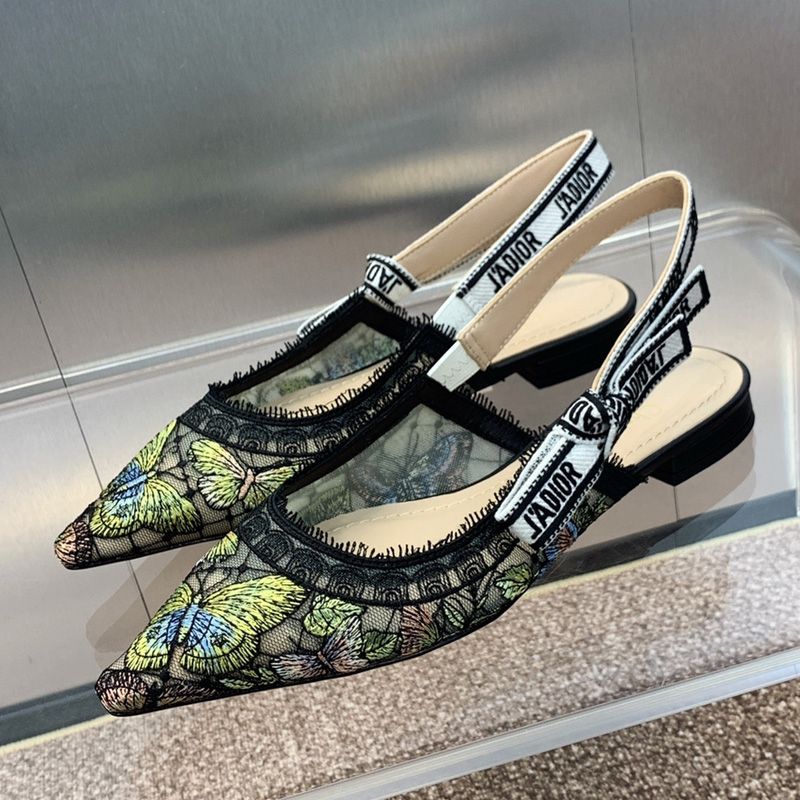 J'Adior Slingback Pumps Women Butterfly Motif Transparent Mesh Black Yellow Hot Sale