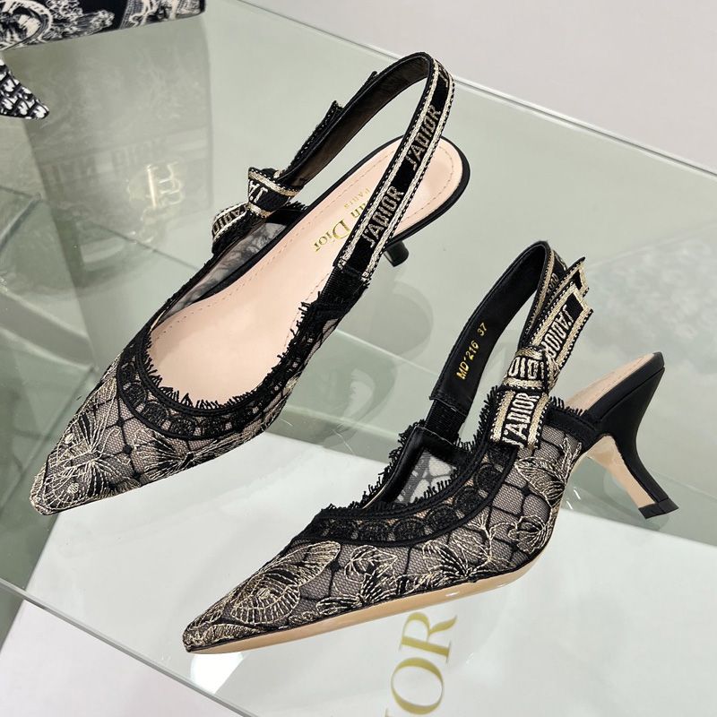 J'Adior Slingback Pumps Women Butterfly Motif Transparent Mesh Grey Hot Sale