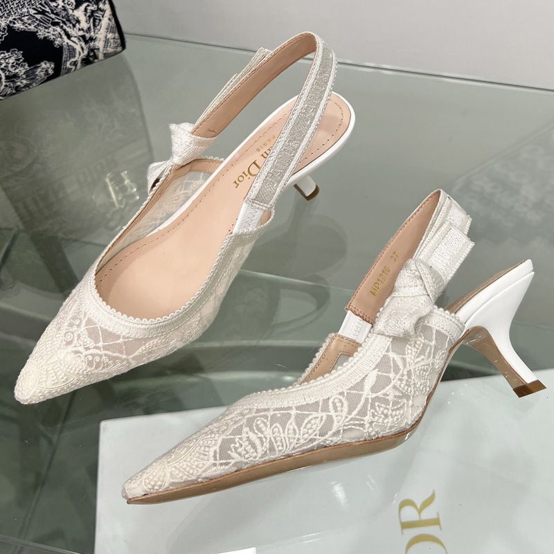 Hot J'Adior Slingback Pumps Women Butterfly Motif Transparent Mesh White