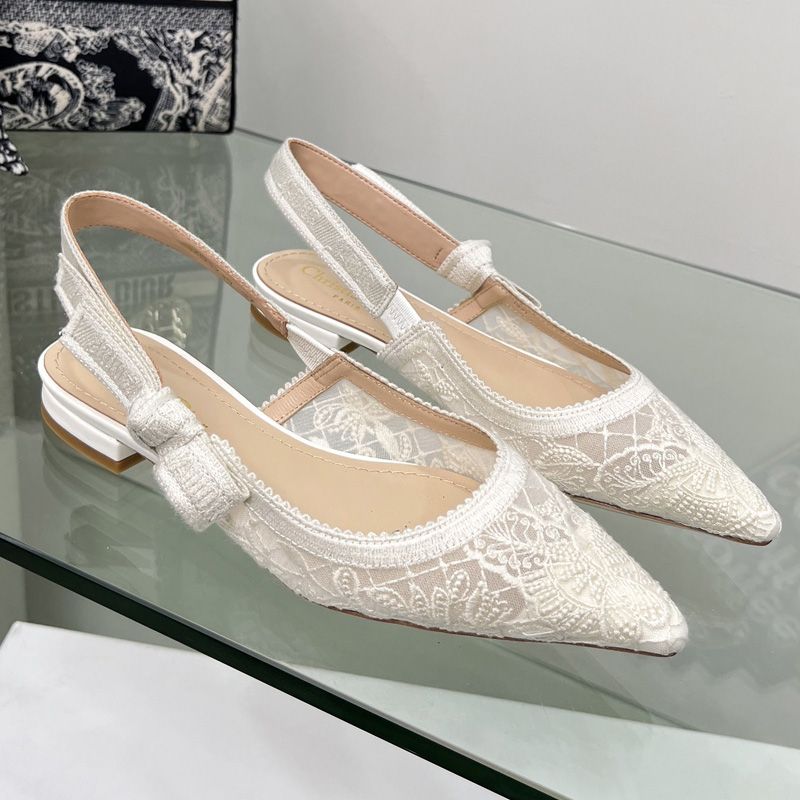 Hot J'Adior Slingback Pumps Women Butterfly Motif Transparent Mesh White