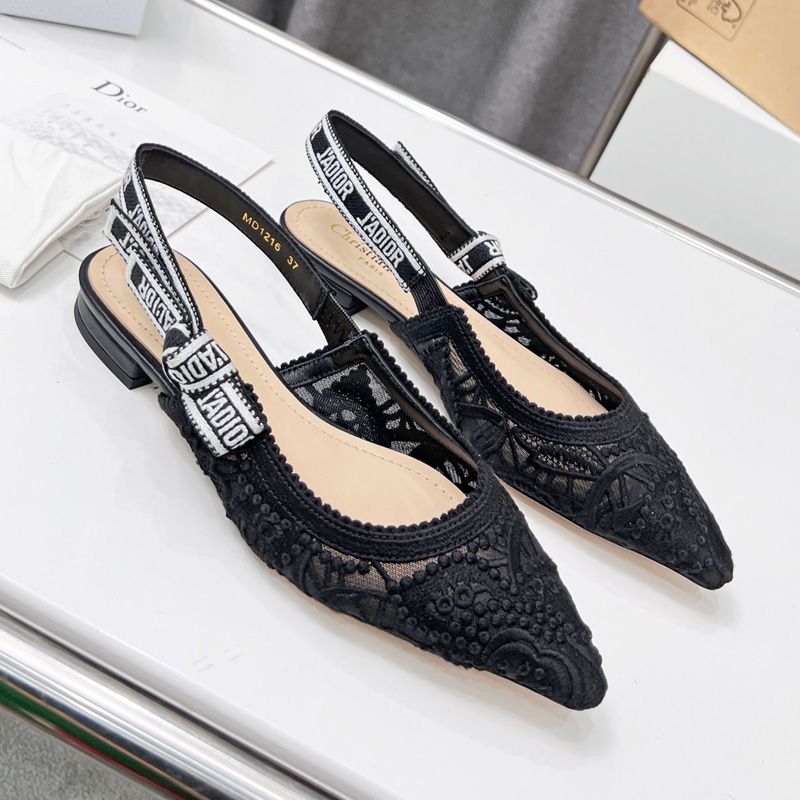 Hot J'Adior Slingback Pumps Women D-Lace Macrame Motif Mesh Black