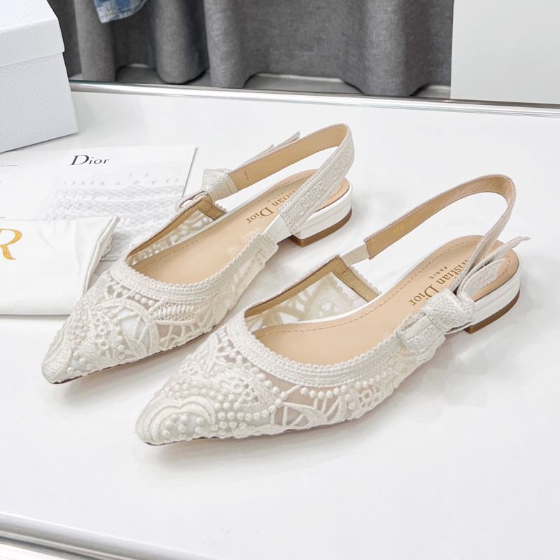 Hot J'Adior Slingback Pumps Women D-Lace Macrame Motif Mesh White