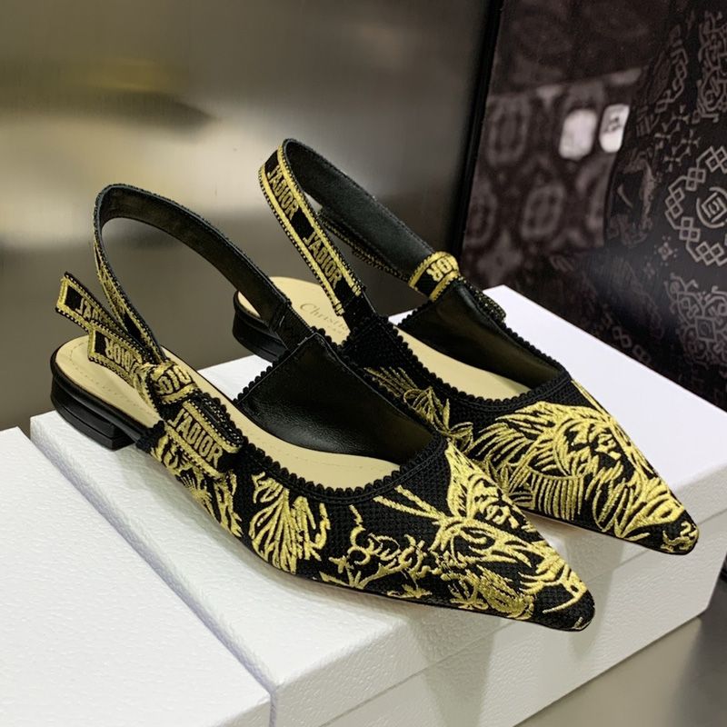 J'Adior Slingback Pumps Women Jardin d'Hiver Motif Canvas Black Hot Sale