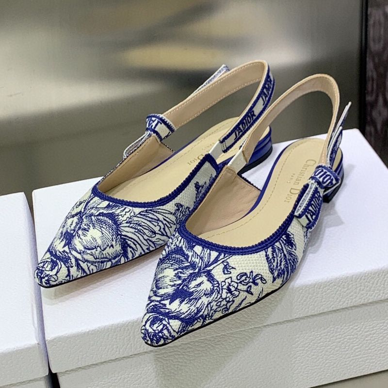 TOP J'Adior Slingback Pumps Women Jardin d'Hiver Motif Canvas Blue