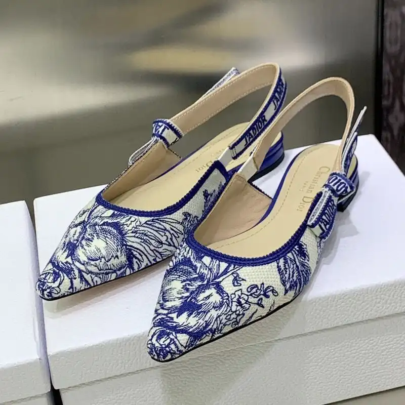 Cheap Hot J'Adior Slingback Pumps Women Jardin d'Hiver Motif Canvas Blue