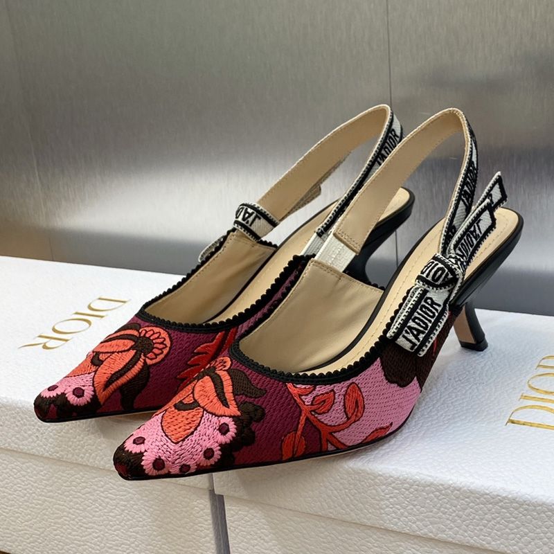 J'Adior Slingback Pumps Women Jardin Indien Motif Canvas Red Hot Sale