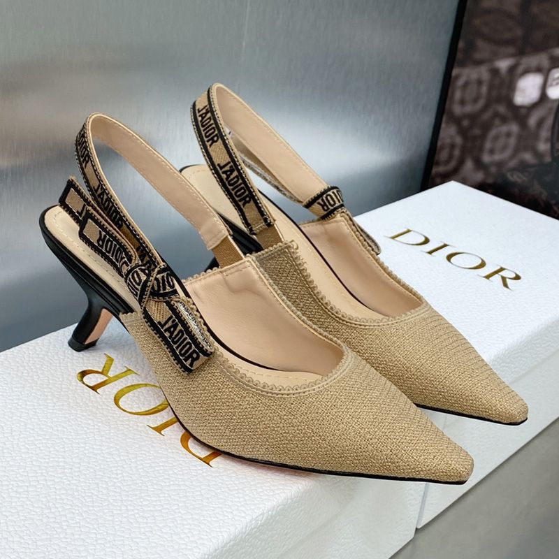 Hot J'Adior Slingback Pumps Women Jute Canvas Beige