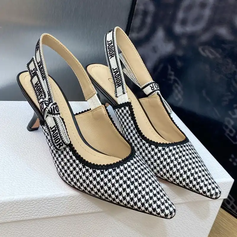 Affordable Hot J'Adior Slingback Pumps Women Mirco Houndstooth Motif Canvas Black