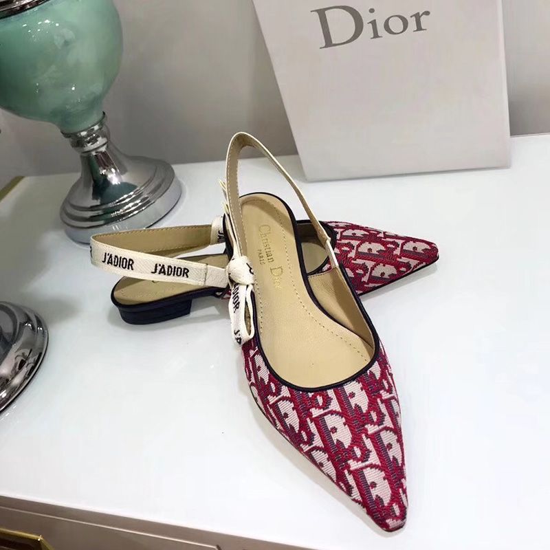 J'Adior Slingback Pumps Women Oblique Motif Canvas Burgundy