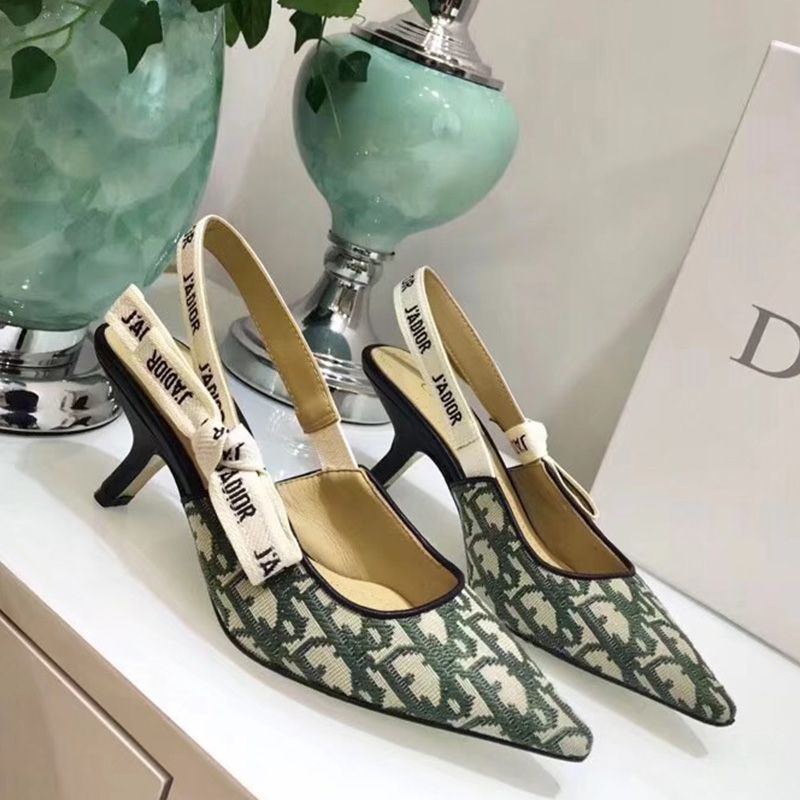 Hot J'Adior Slingback Pumps Women Oblique Motif Canvas Green