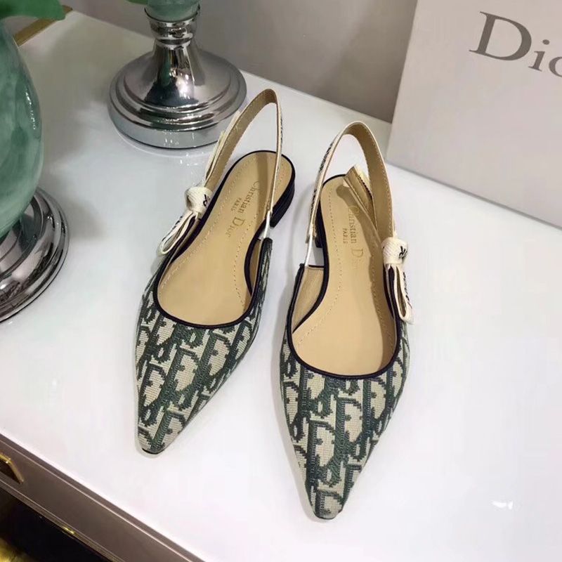 Hot J'Adior Slingback Pumps Women Oblique Motif Canvas Green