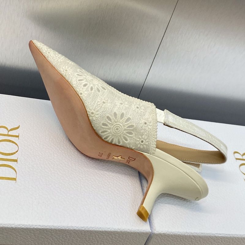 J'Adior Slingback Pumps Women Saint-Gall Floral Motif Mesh White Hot Sale