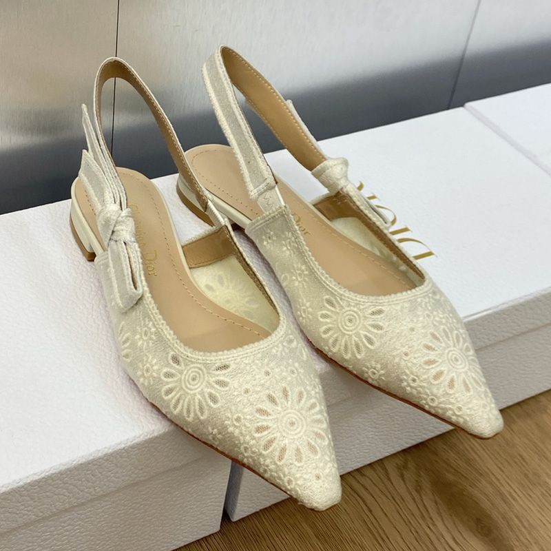 J'Adior Slingback Pumps Women Saint-Gall Floral Motif Mesh White Hot Sale