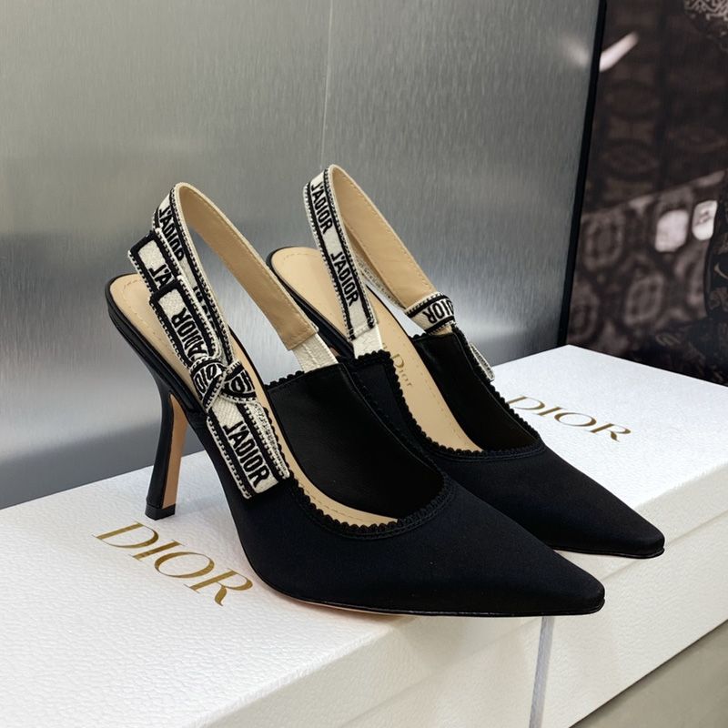 J'Adior Slingback Pumps Women Satin and Cotton Black Hot Sale