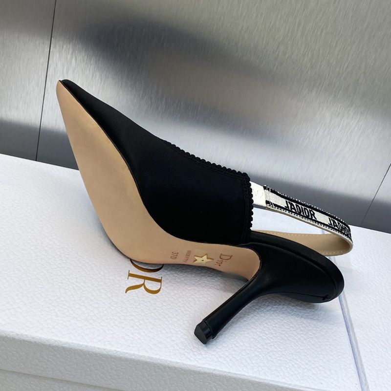 J'Adior Slingback Pumps Women Satin and Cotton Black Hot Sale