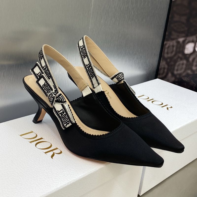 J'Adior Slingback Pumps Women Satin and Cotton Black Hot Sale