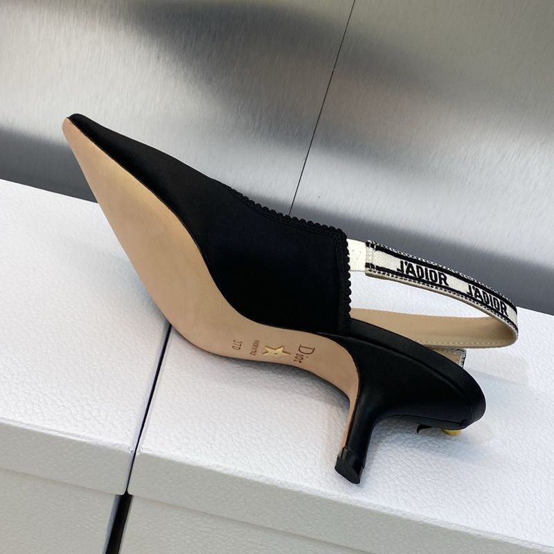 J'Adior Slingback Pumps Women Satin and Cotton Black Hot Sale