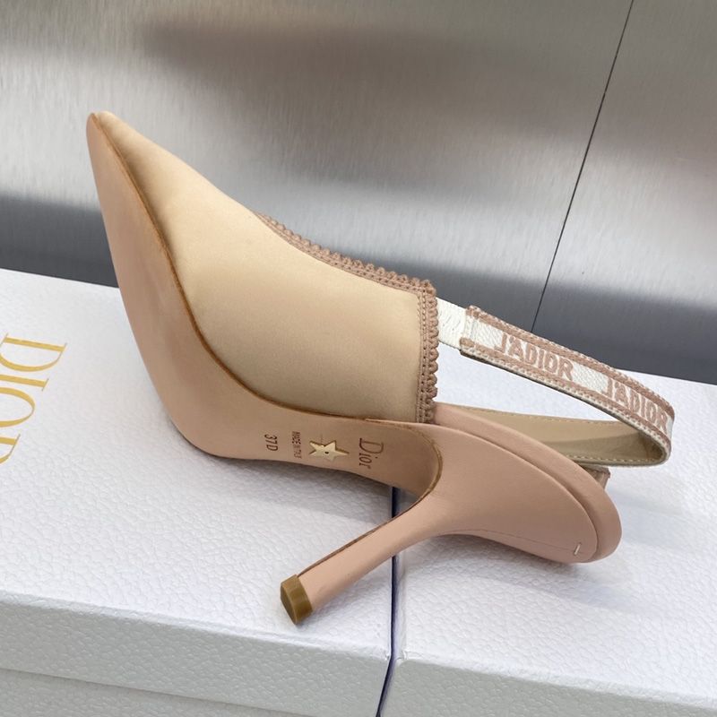 Hot J'Adior Slingback Pumps Women Satin and Cotton Khaki