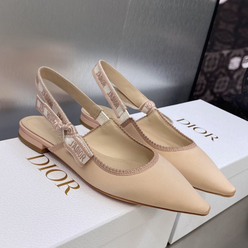 Hot J'Adior Slingback Pumps Women Satin and Cotton Khaki