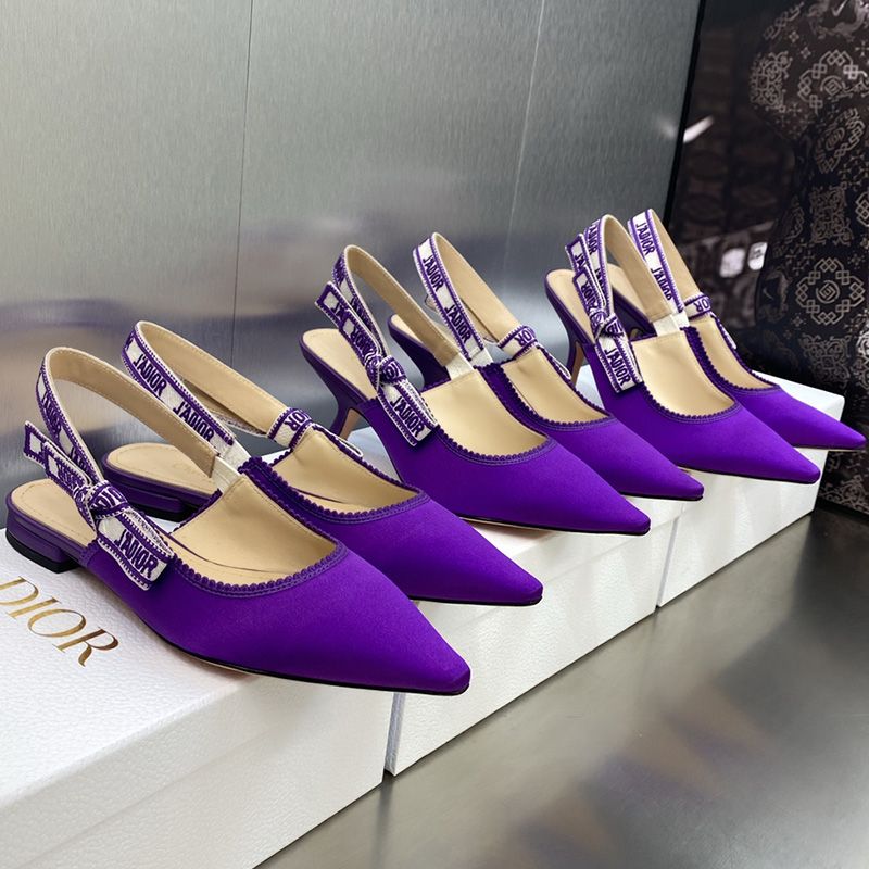 Hot J'Adior Slingback Pumps Women Satin and Cotton Purple