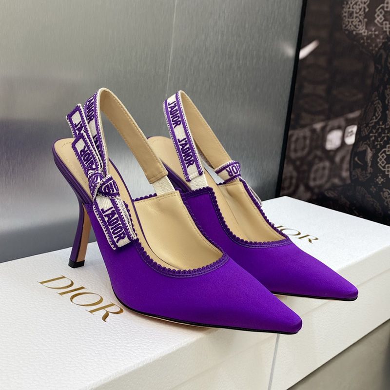 Hot J'Adior Slingback Pumps Women Satin and Cotton Purple