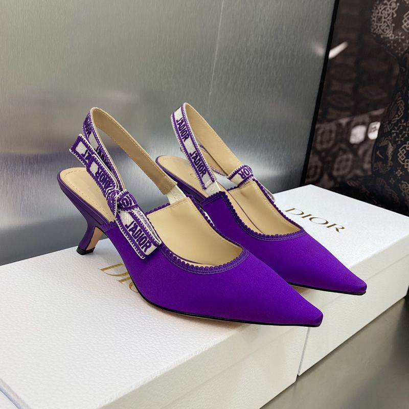 Hot J'Adior Slingback Pumps Women Satin and Cotton Purple