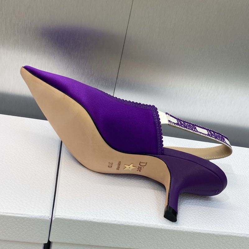 Hot J'Adior Slingback Pumps Women Satin and Cotton Purple