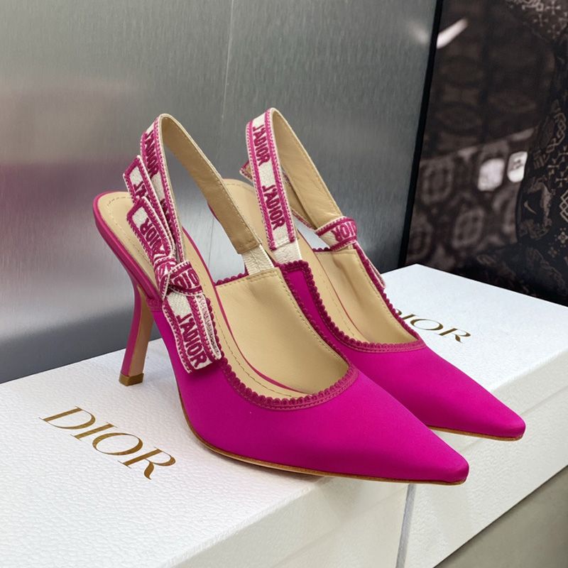 J'Adior Slingback Pumps Women Satin and Cotton Rose Hot Sale