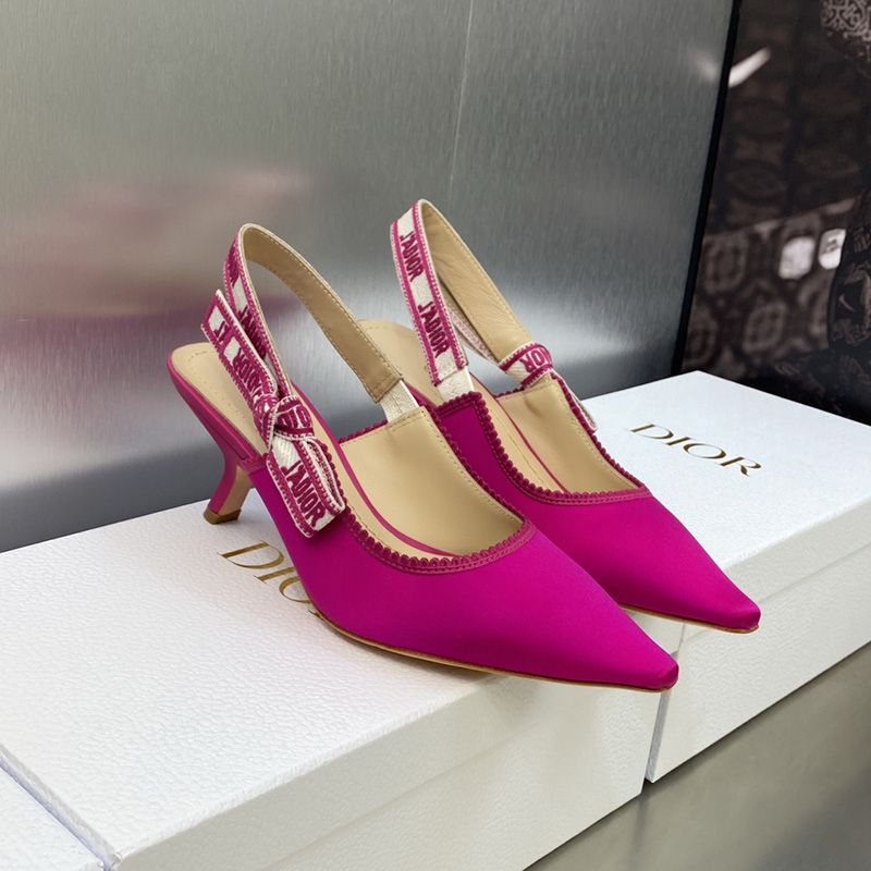 J'Adior Slingback Pumps Women Satin and Cotton Rose Hot Sale