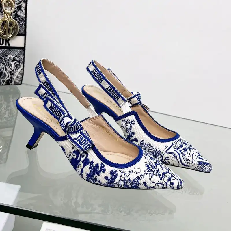 Affordable Hot J'Adior Slingback Pumps Women Toile de Jouy Motif Canvas Bright Blue