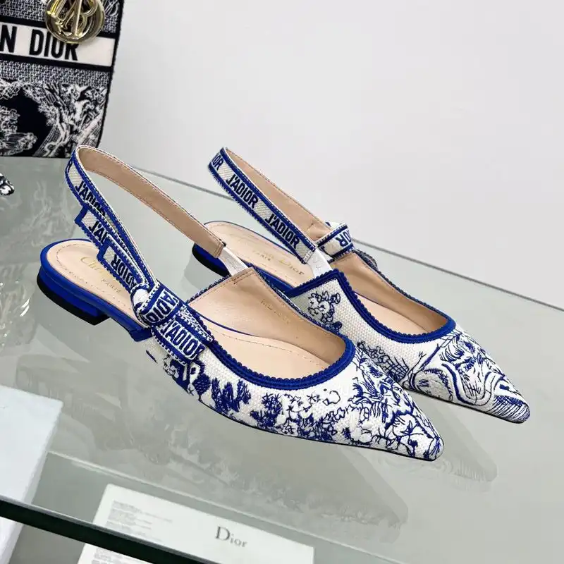 Affordable Hot J'Adior Slingback Pumps Women Toile de Jouy Motif Canvas Bright Blue