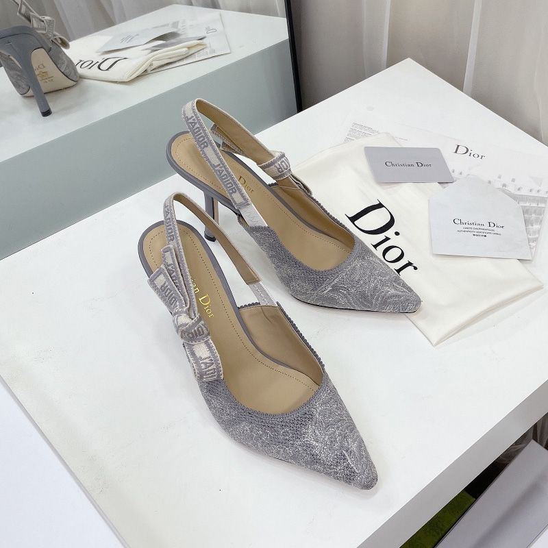 Hot J'Adior Slingback Pumps Women Toile de Jouy Motif Canvas Grey