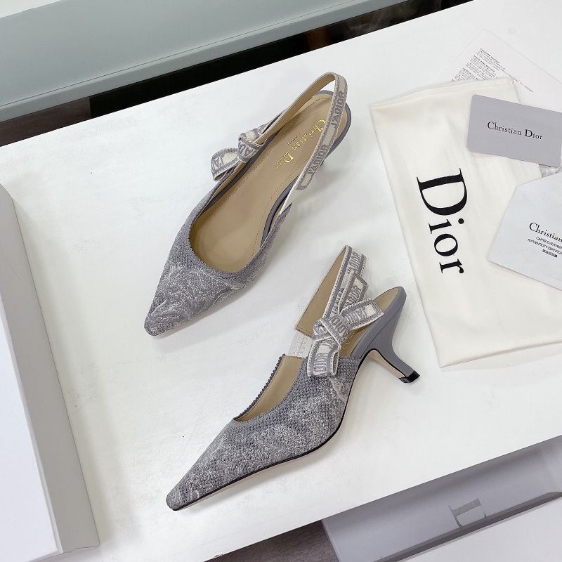 Hot J'Adior Slingback Pumps Women Toile de Jouy Motif Canvas Grey