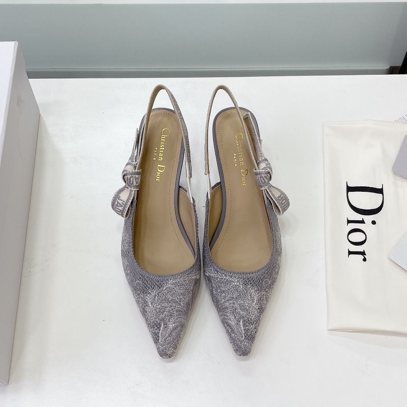 Hot J'Adior Slingback Pumps Women Toile de Jouy Motif Canvas Grey