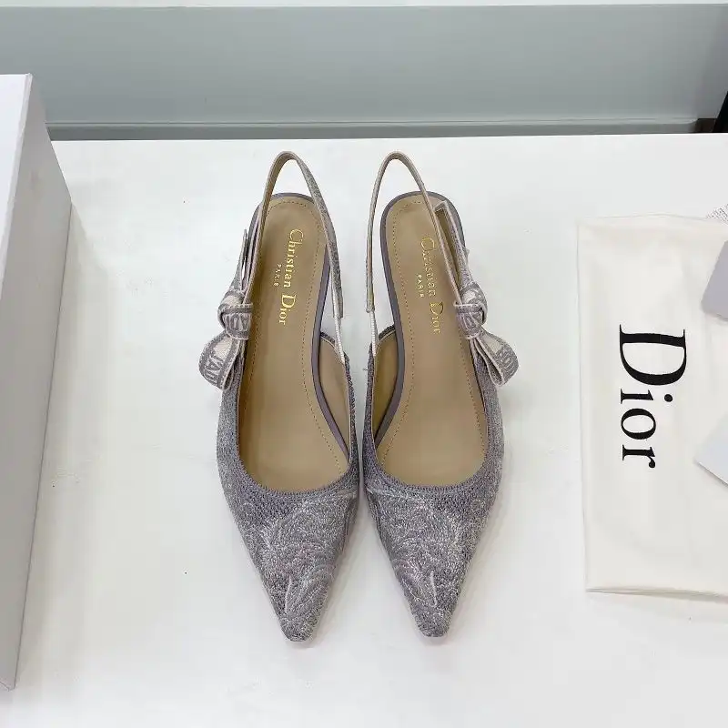 Affordable Hot J'Adior Slingback Pumps Women Toile de Jouy Motif Canvas Grey