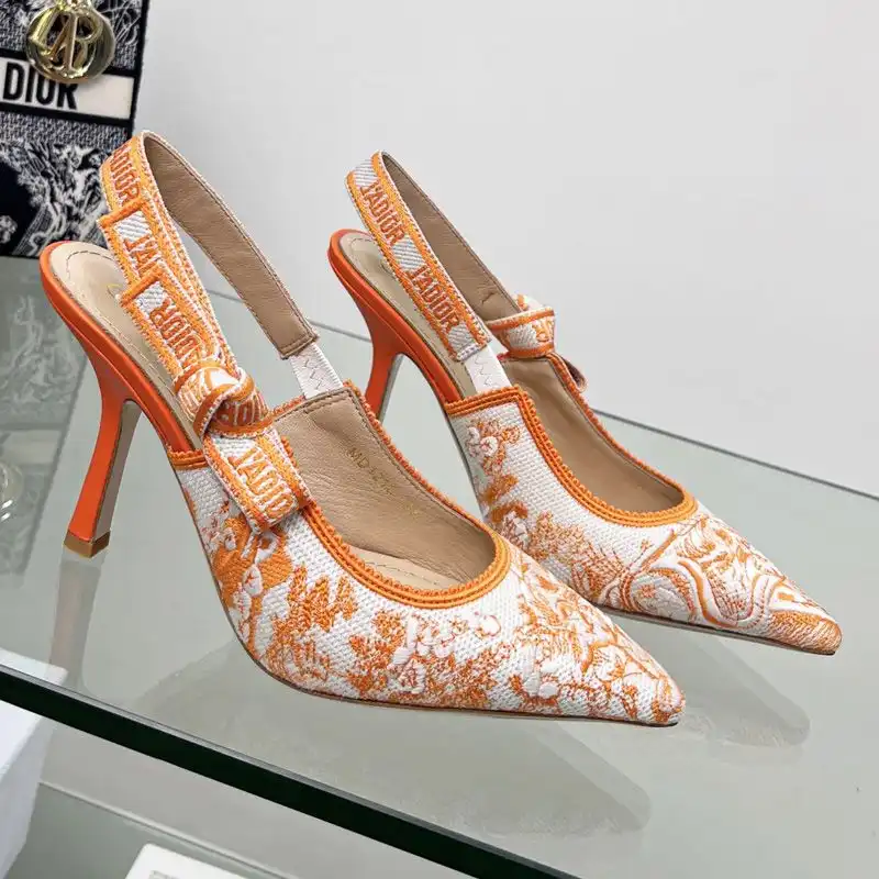 Cheap Hot J'Adior Slingback Pumps Women Toile de Jouy Motif Canvas Orange