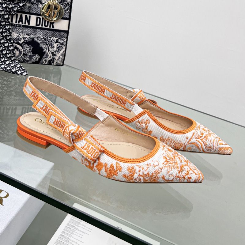 J'Adior Slingback Pumps Women Toile de Jouy Motif Canvas Orange Hot Sale