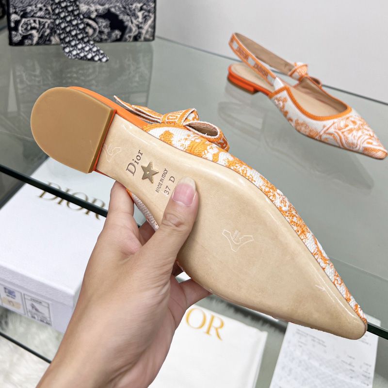 J'Adior Slingback Pumps Women Toile de Jouy Motif Canvas Orange Hot Sale